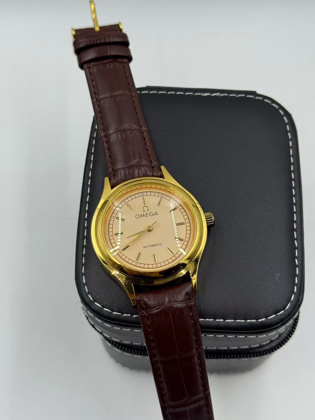 OMEGA Rounded Gold Vintage Automatic Watch For Men