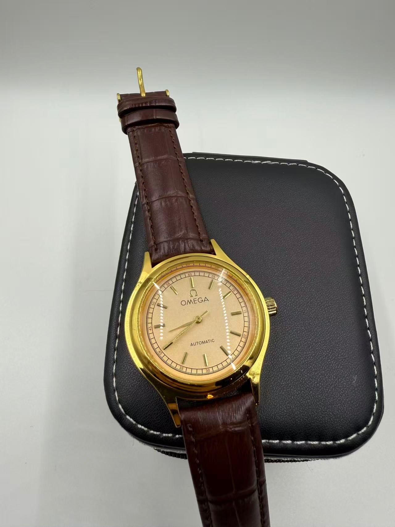 OMEGA Rounded Gold Vintage Automatic Watch For Men