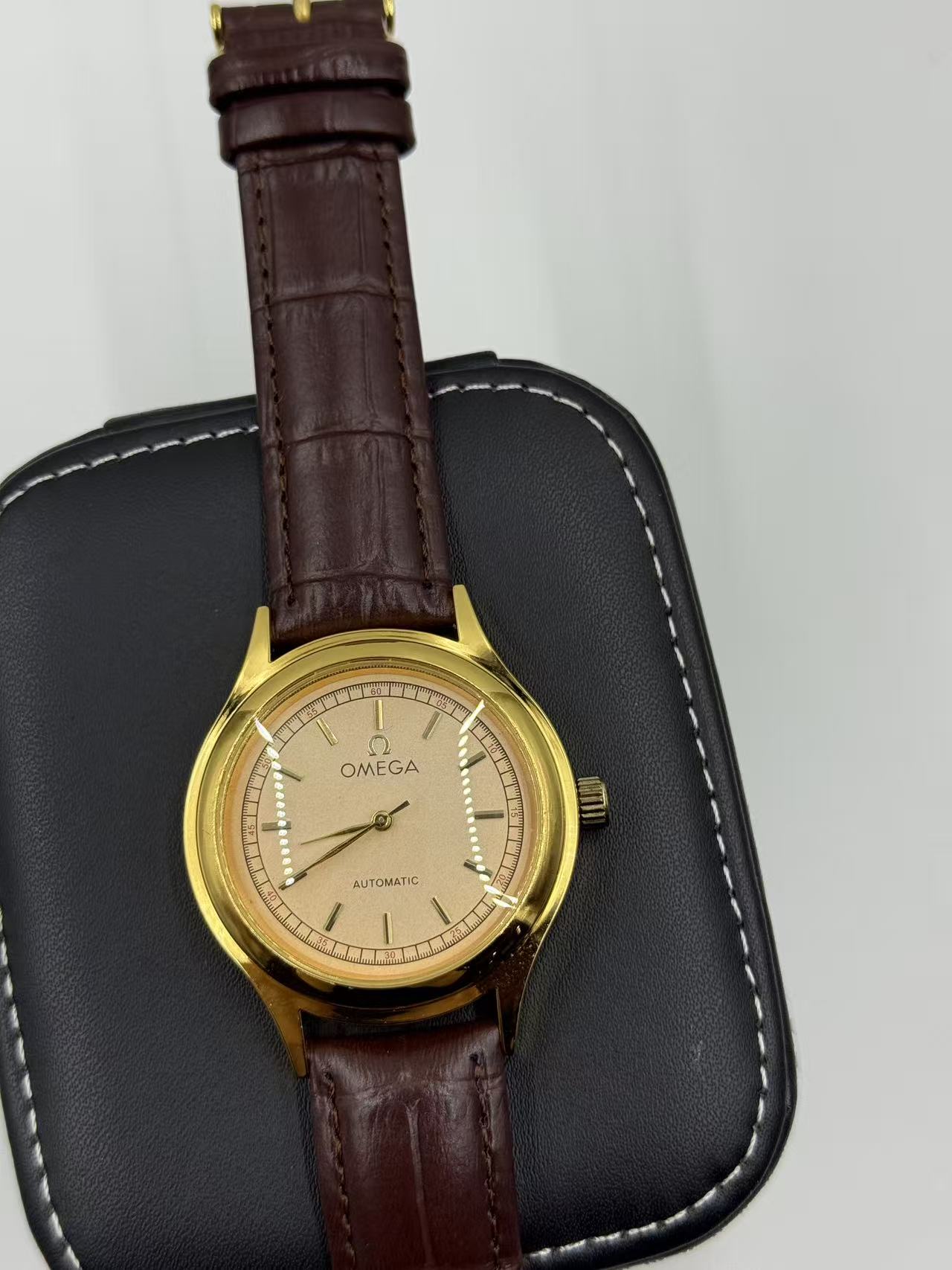 OMEGA Rounded Gold Vintage Automatic Watch For Men