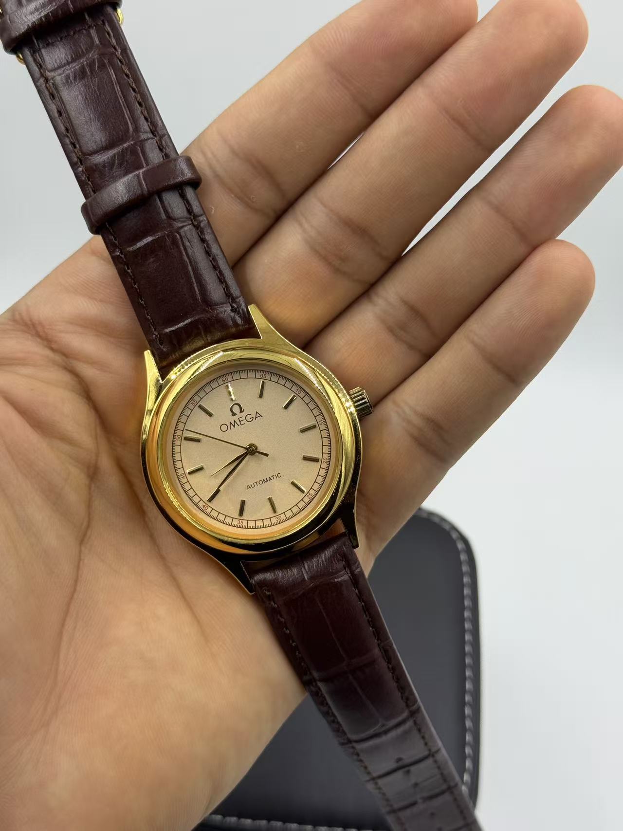 OMEGA Rounded Gold Vintage Automatic Watch For Men