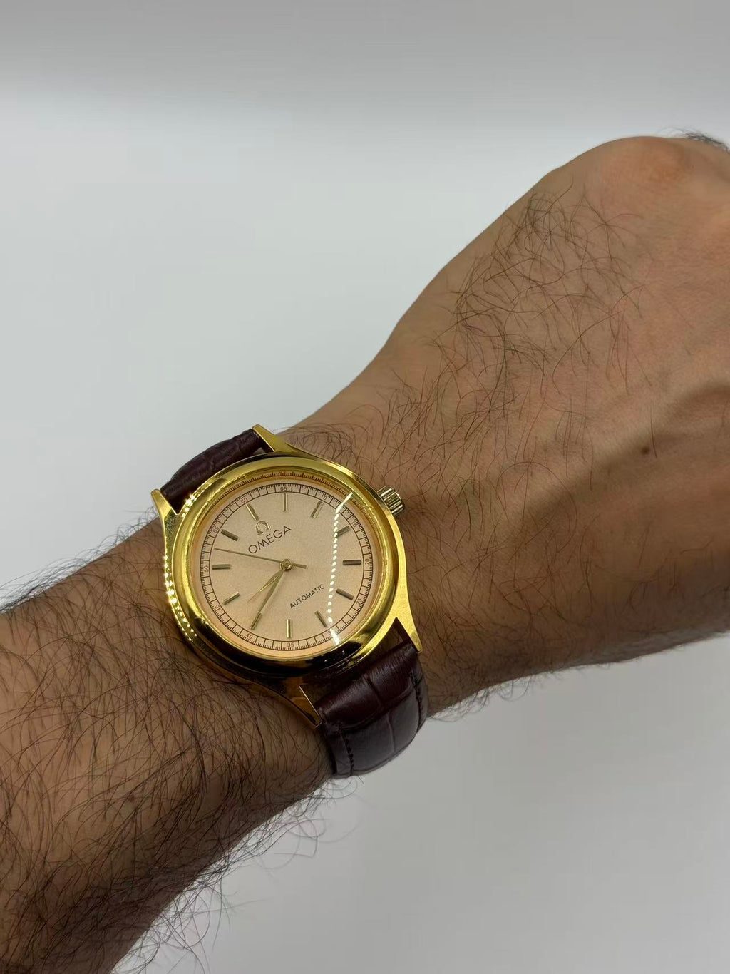 OMEGA Rounded Gold Vintage Automatic Watch For Men