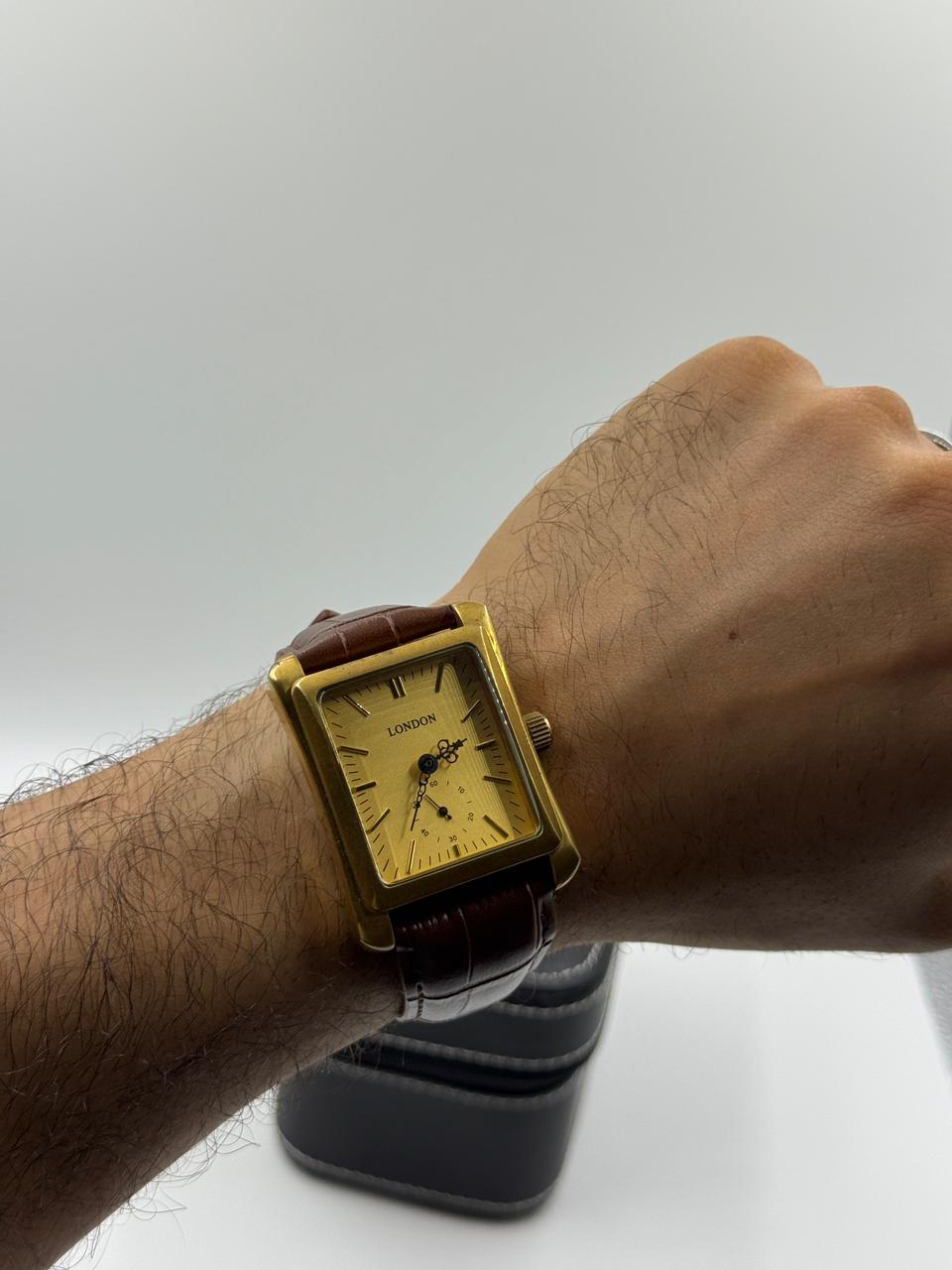 Rectangular Gold Vintage Automatic Watch For Men