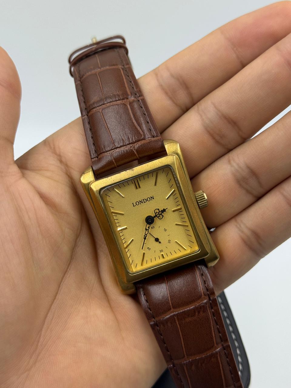 Rectangular Gold Vintage Automatic Watch For Men