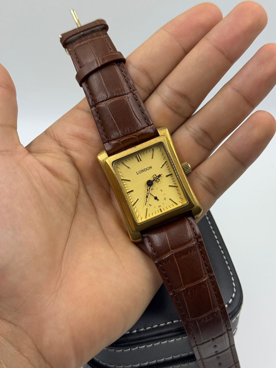 Rectangular Gold Vintage Automatic Watch For Men
