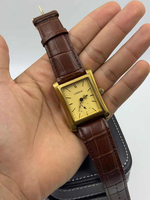 Rectangular Gold Vintage Automatic Watch For Men