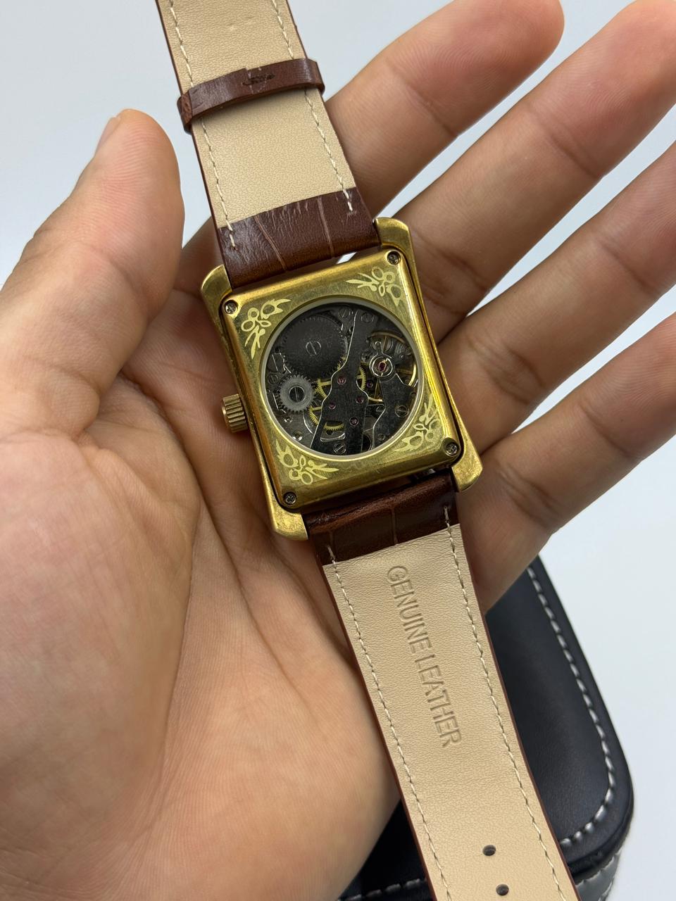 Rectangular Gold Vintage Automatic Watch For Men