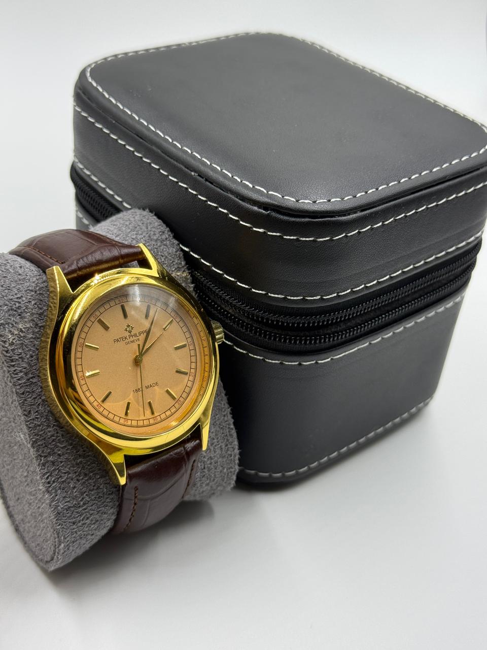 Rounded Gold Vintage Automatic Watch For Men