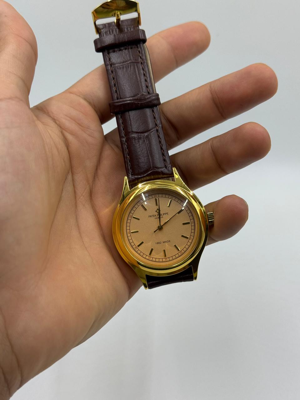Rounded Gold Vintage Automatic Watch For Men