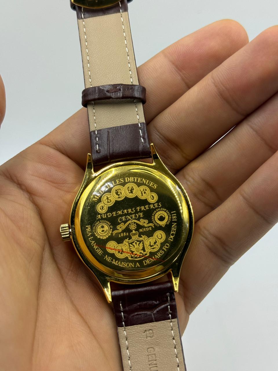 Rounded Gold Vintage Automatic Watch For Men