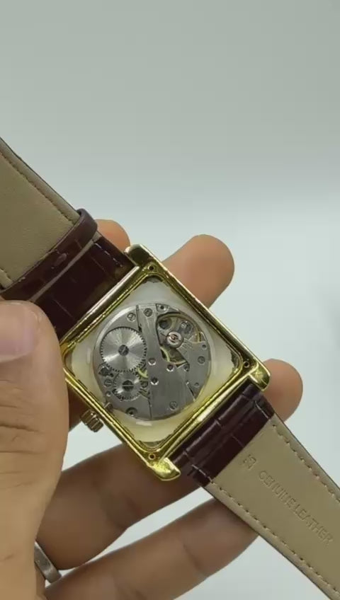 Square Gold Vintage Automatic Watch For Men
