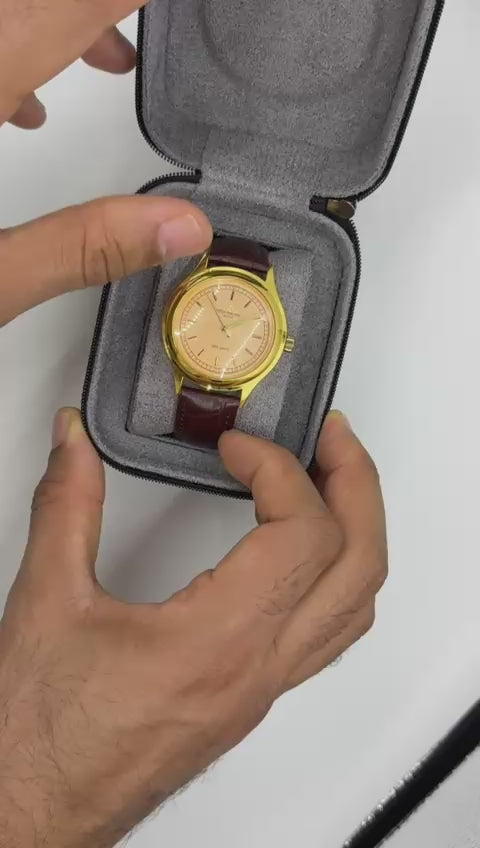 Rounded Gold Vintage Automatic Watch For Men